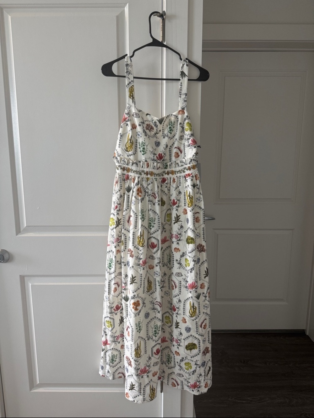 Christian Lacroix White Floral Midi Dress with Multicolor Print